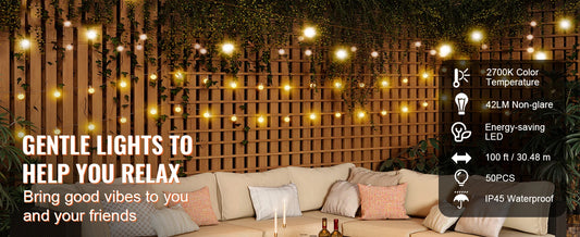 Patio String Lights Waterproof