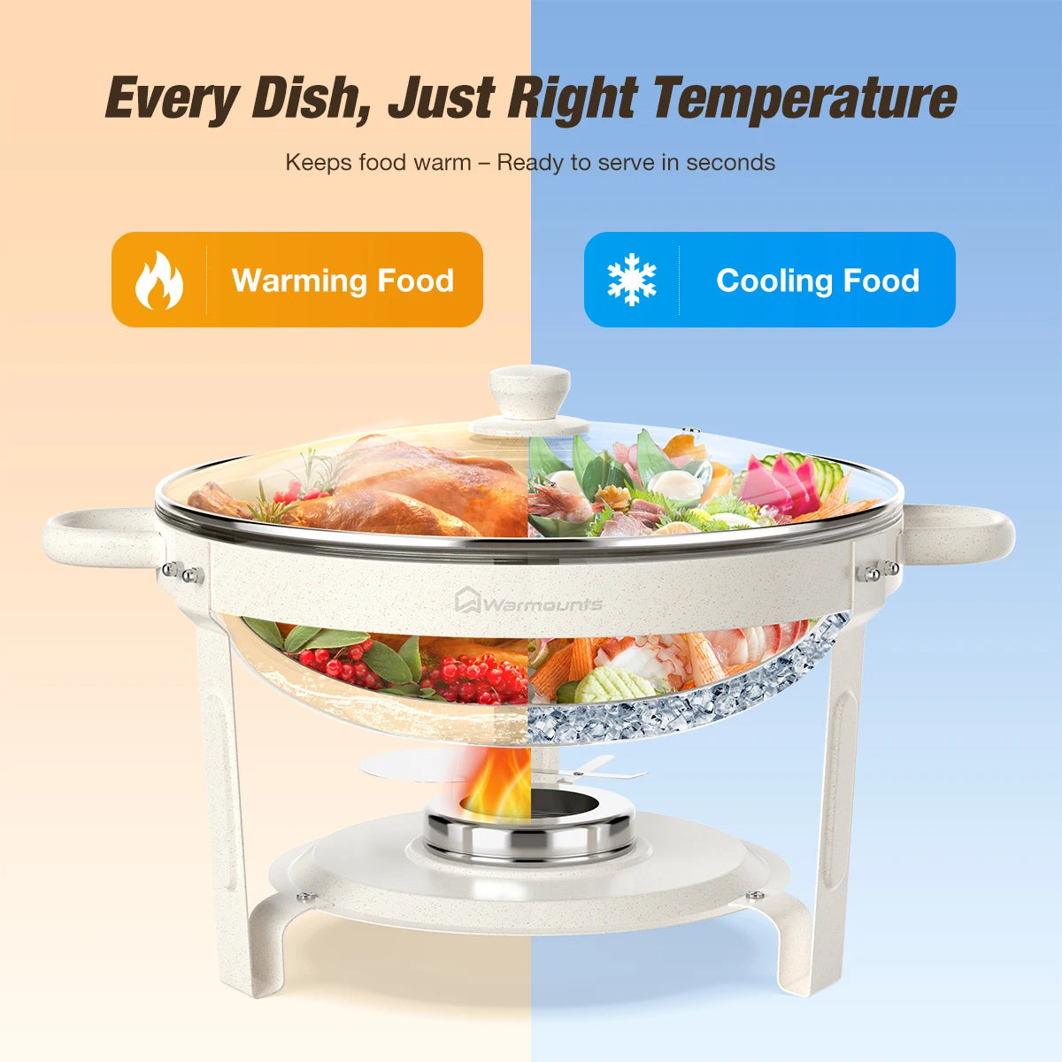 Fully Coated Round Chafing Dishes Buffet Set