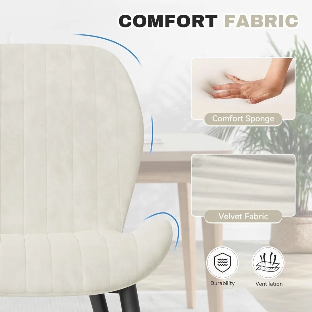 Upholstered Modern Fabric Dining Chairs with Thick Cushions