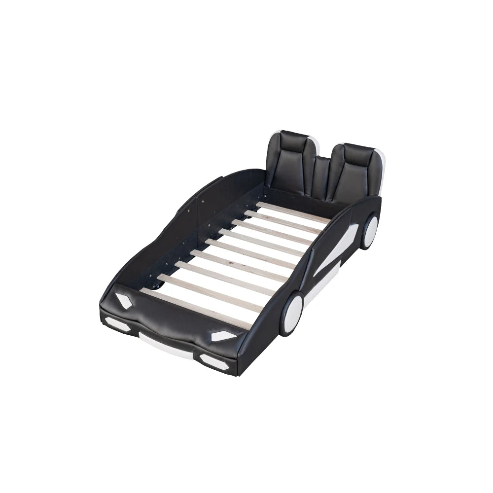 Twin Size Race Car-Shaped Platform Bed with Wheels