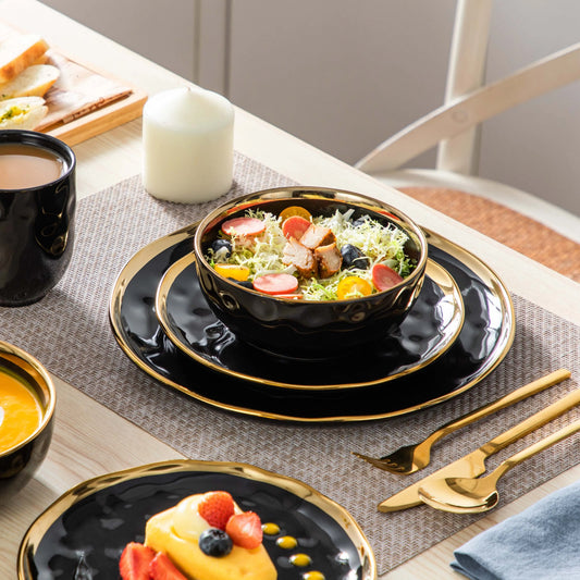 Porcelain Dinnerware Set with Gold Trim