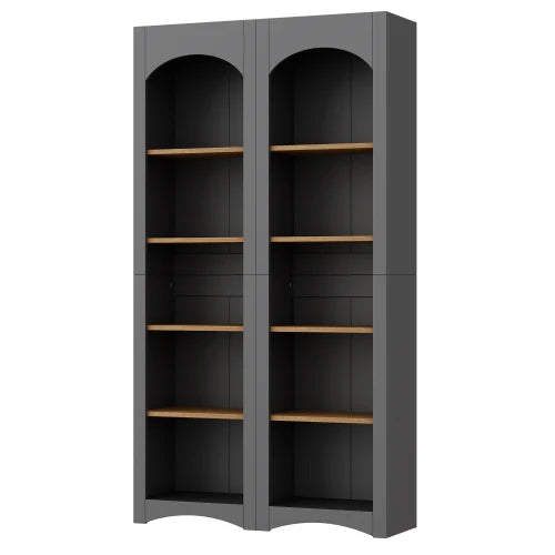 Farmhouse Two-Color Storage Cabinet with Adjustable Bookshelf