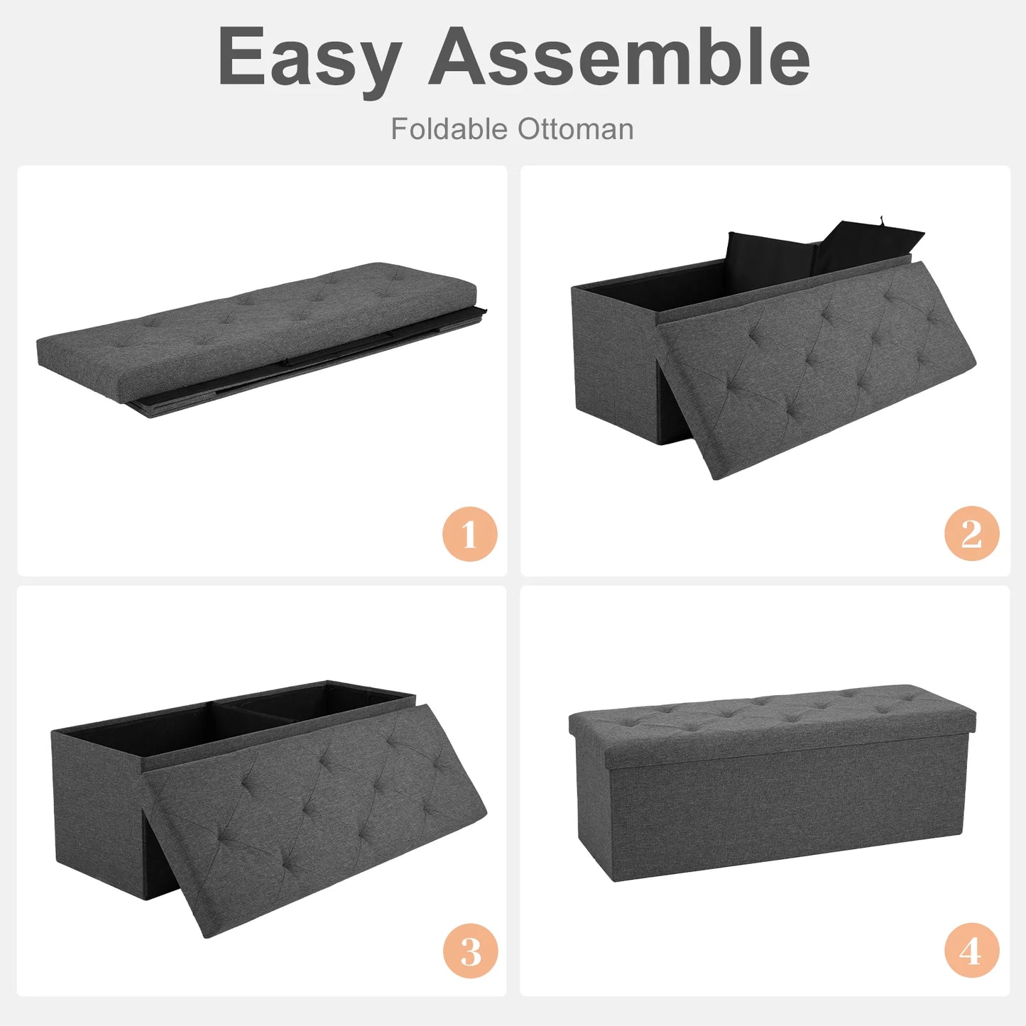 Folding Storage Ottoman Bench