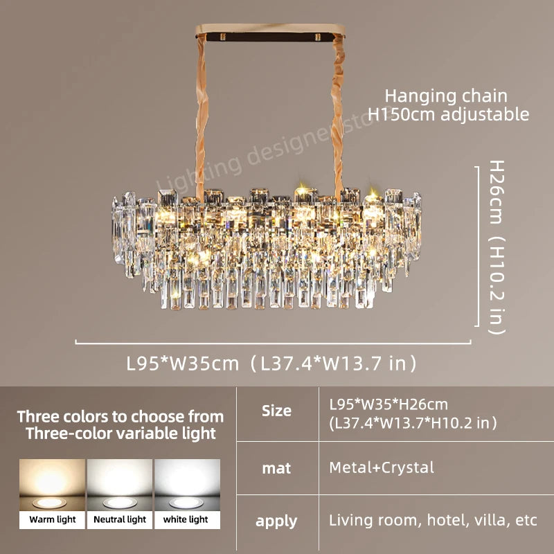 Modern Led Ceiling Hanging Crystal Chandelier