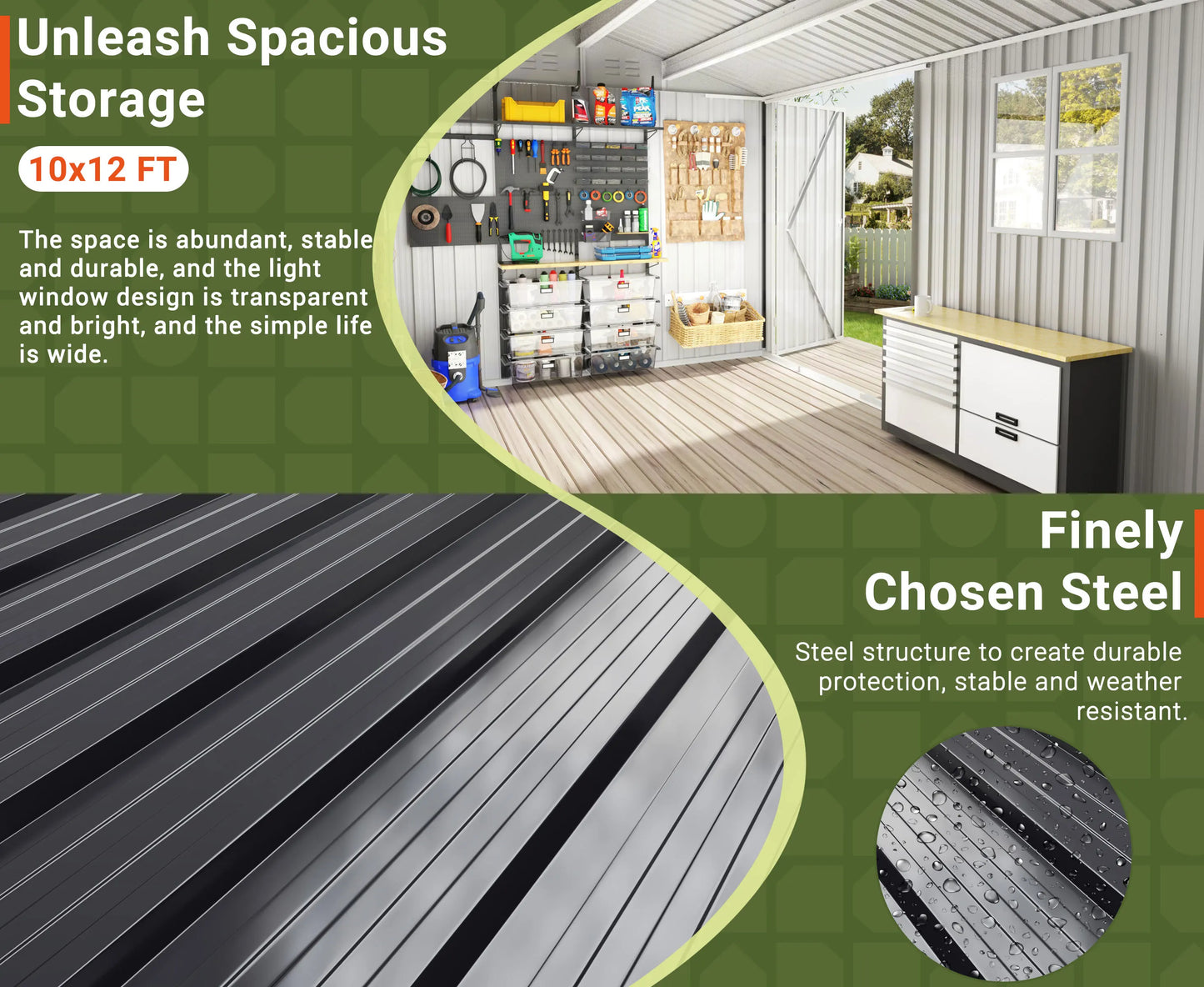 Outdoor Metal Storage Shed with Windows