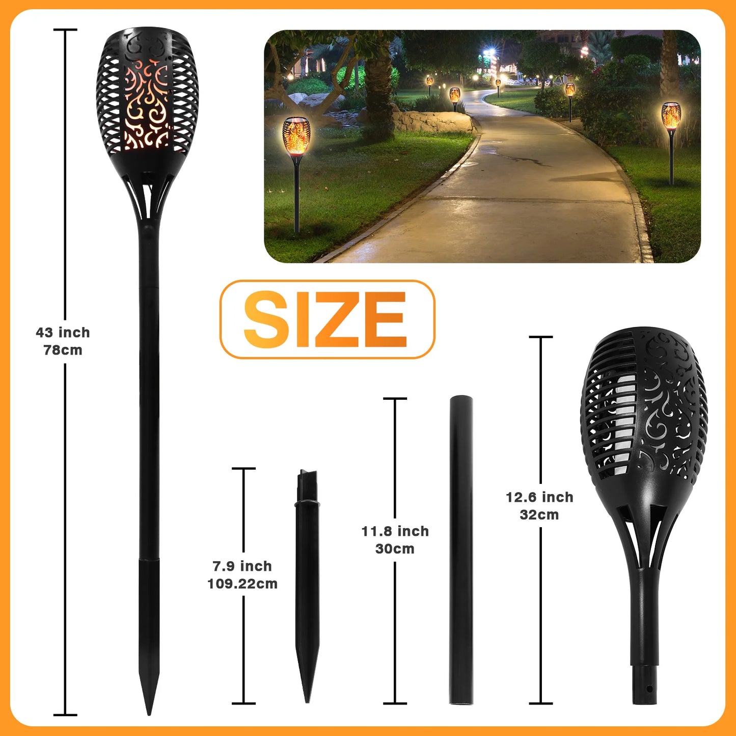 Solar Flame Torch Lights Outdoor LED - Waterproof