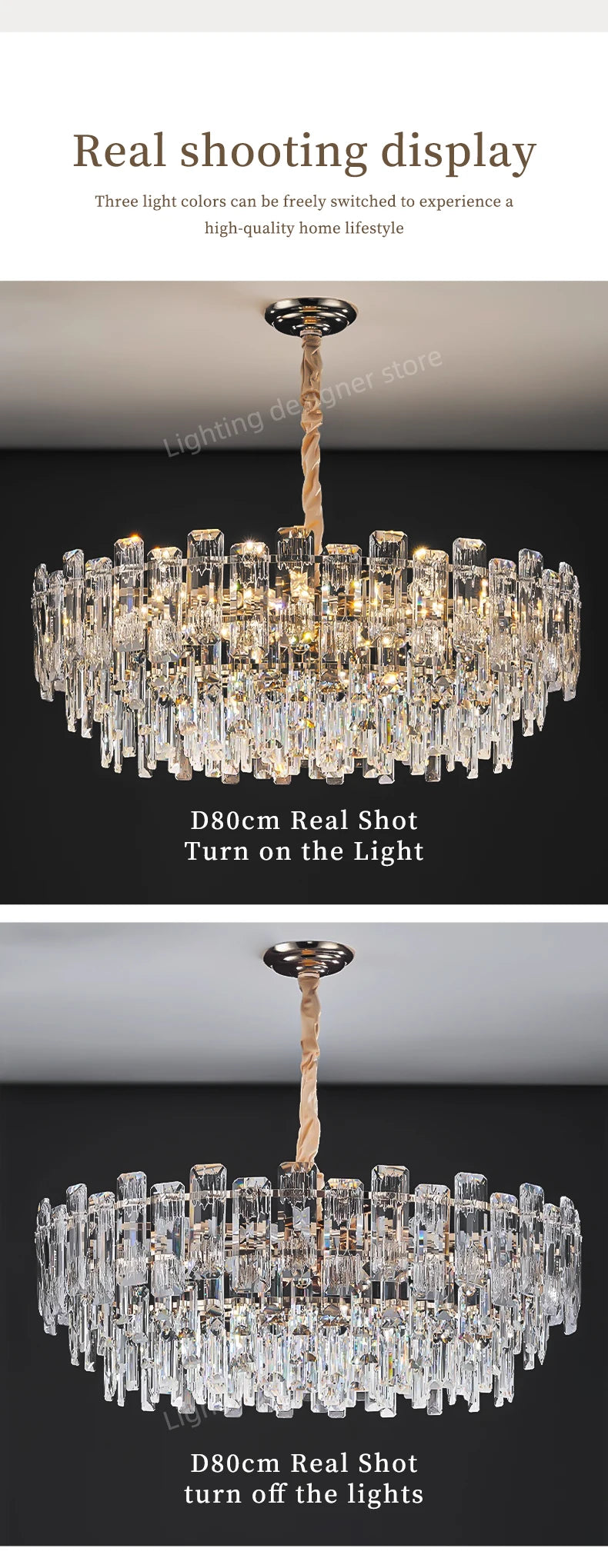 Modern Led Ceiling Hanging Crystal Chandelier