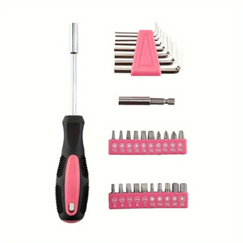 39-Piece All Purpose Household Pink Tool Kit