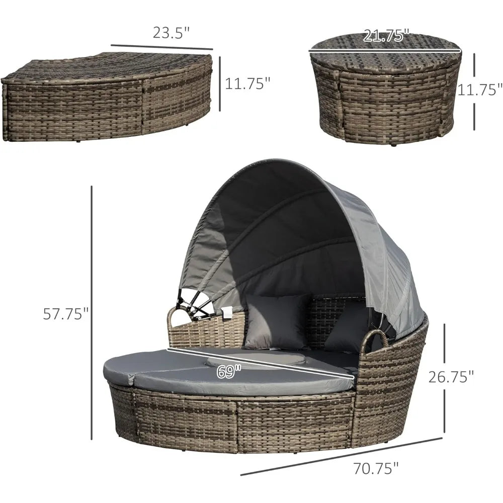 Round Convertible Daybed with Cushions