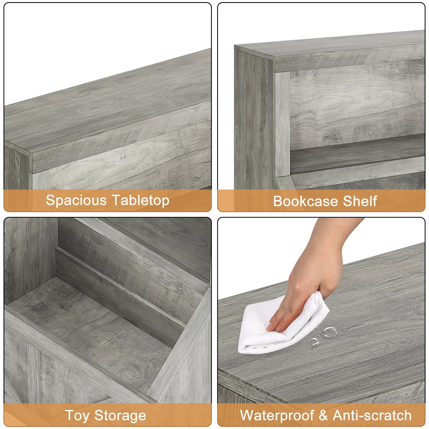 Wooden Storage Organizer with Cubby Bookcases