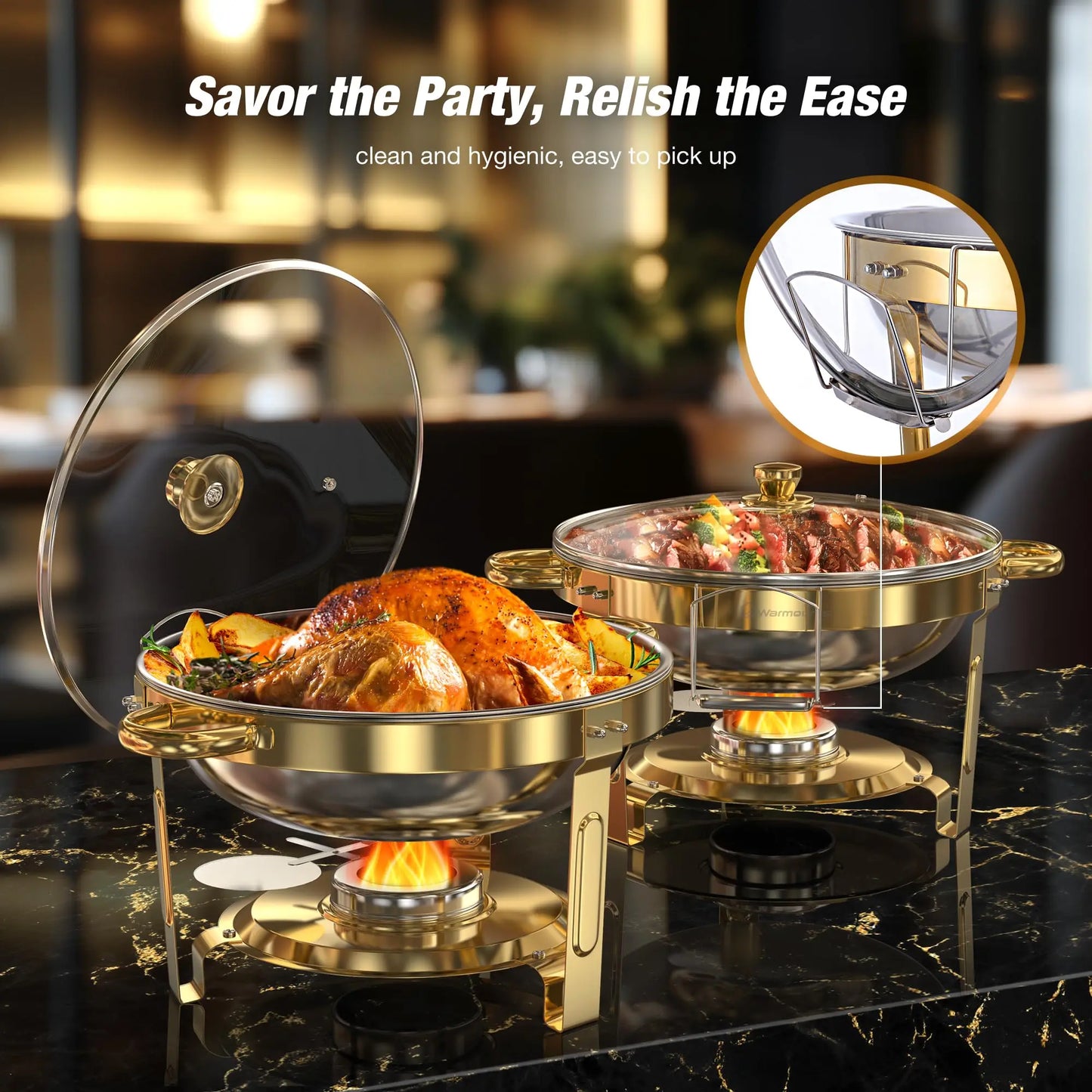 Round Stainless Steel Chafing Dish Set