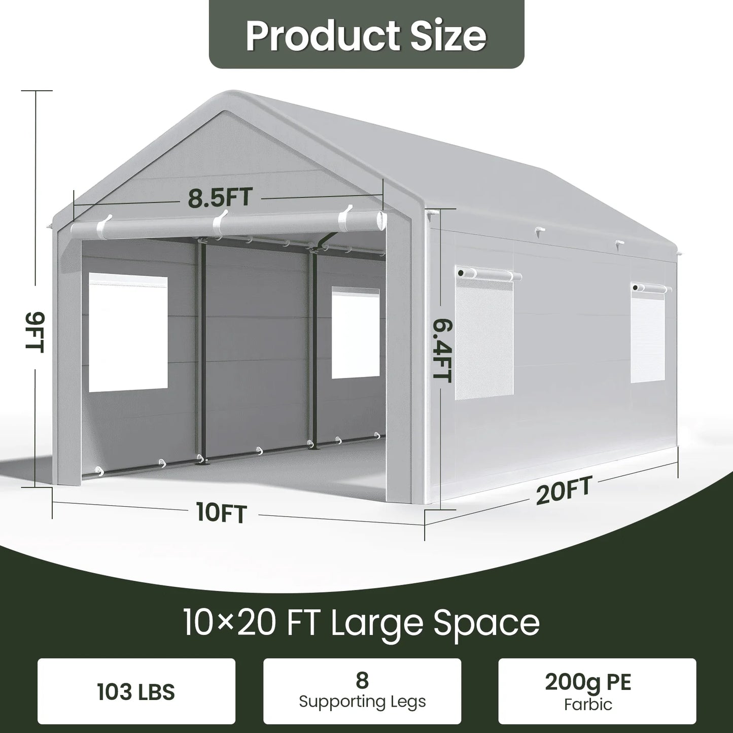 Heavy Duty Car Canopy with Reinforced Ground Bar