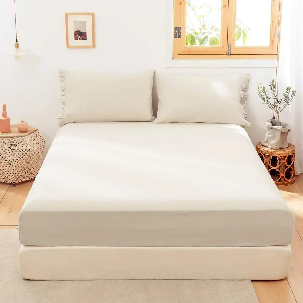 Mattress Cover Natural Flax Cotton Soft Bedding
