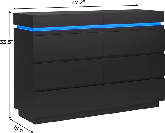 Modern Dresser with Sliding Desktop and Charging Station