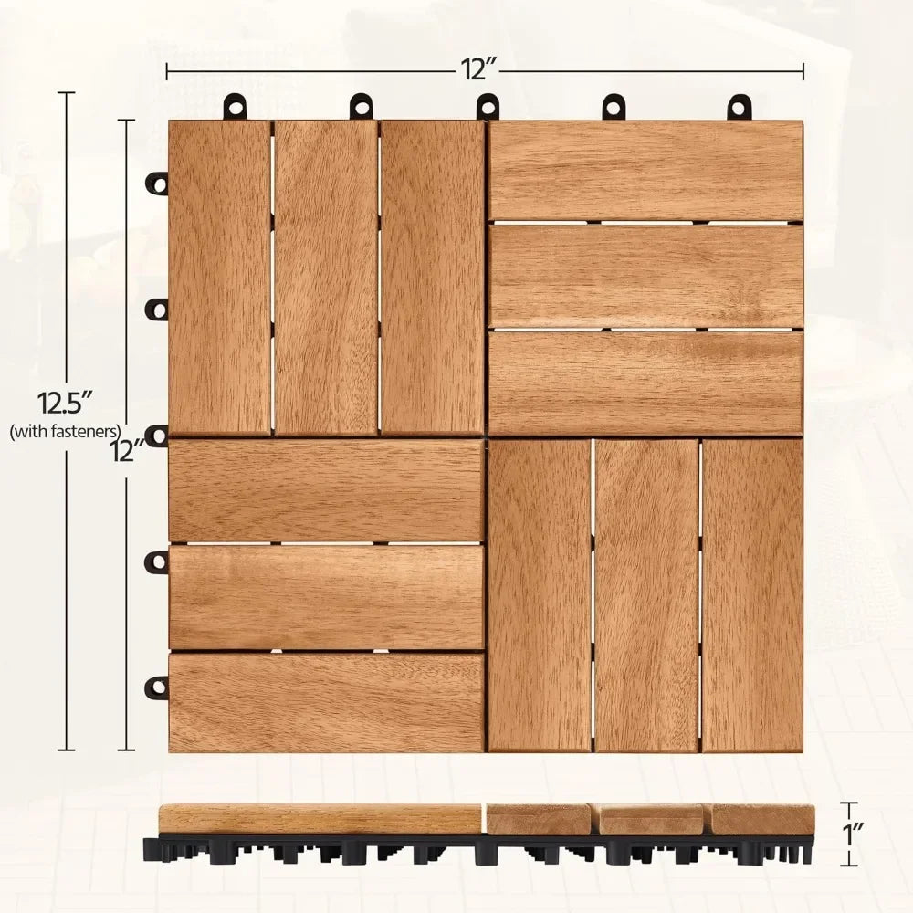 Waterproof Hardwood Interlocking Patio Deck Tiles