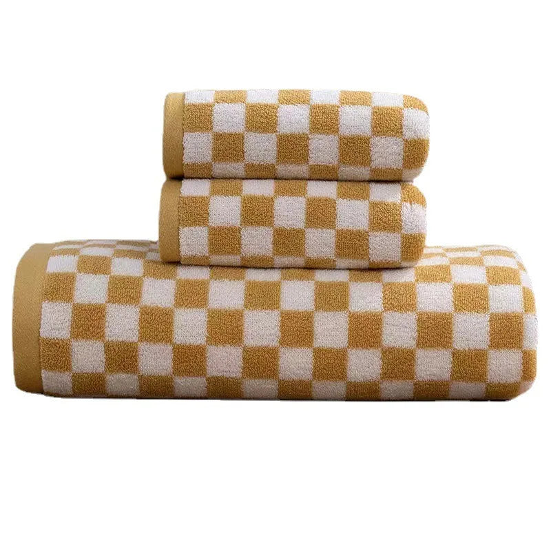 Vintage Plaid Bath Towel Checkerboard