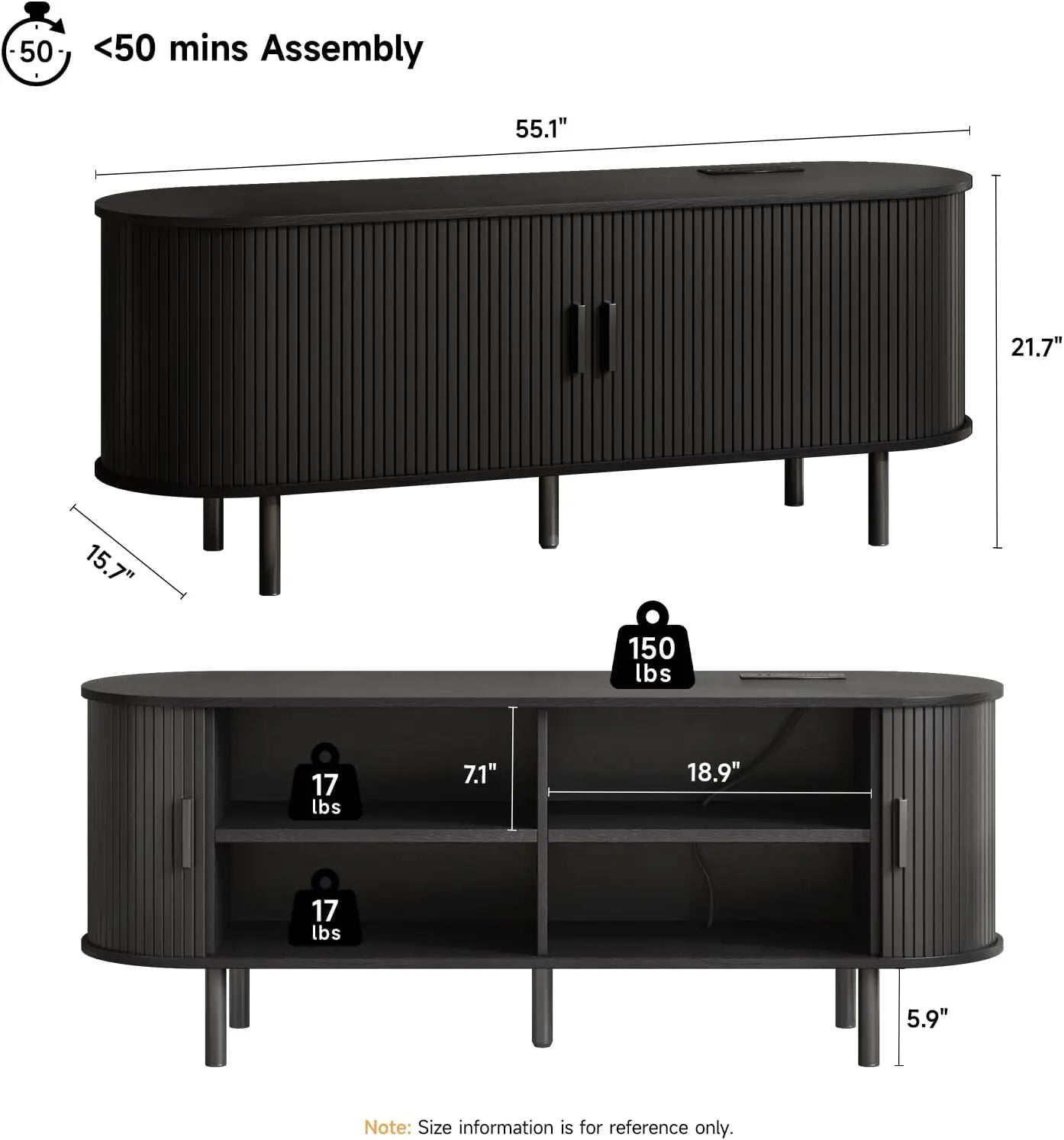 Entertainment Center Table with Sliding Doors