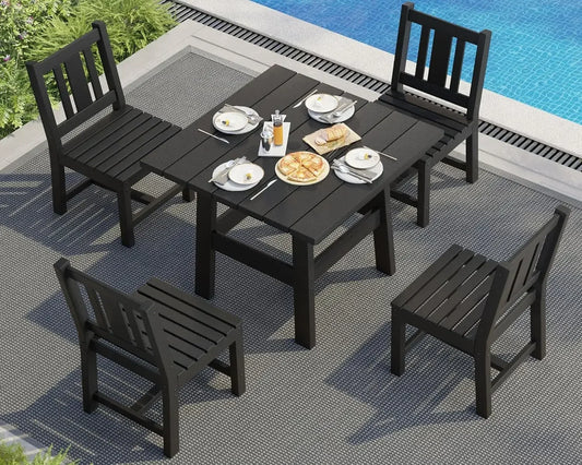 Outdoor Dining Table Set with Umbrella Hole