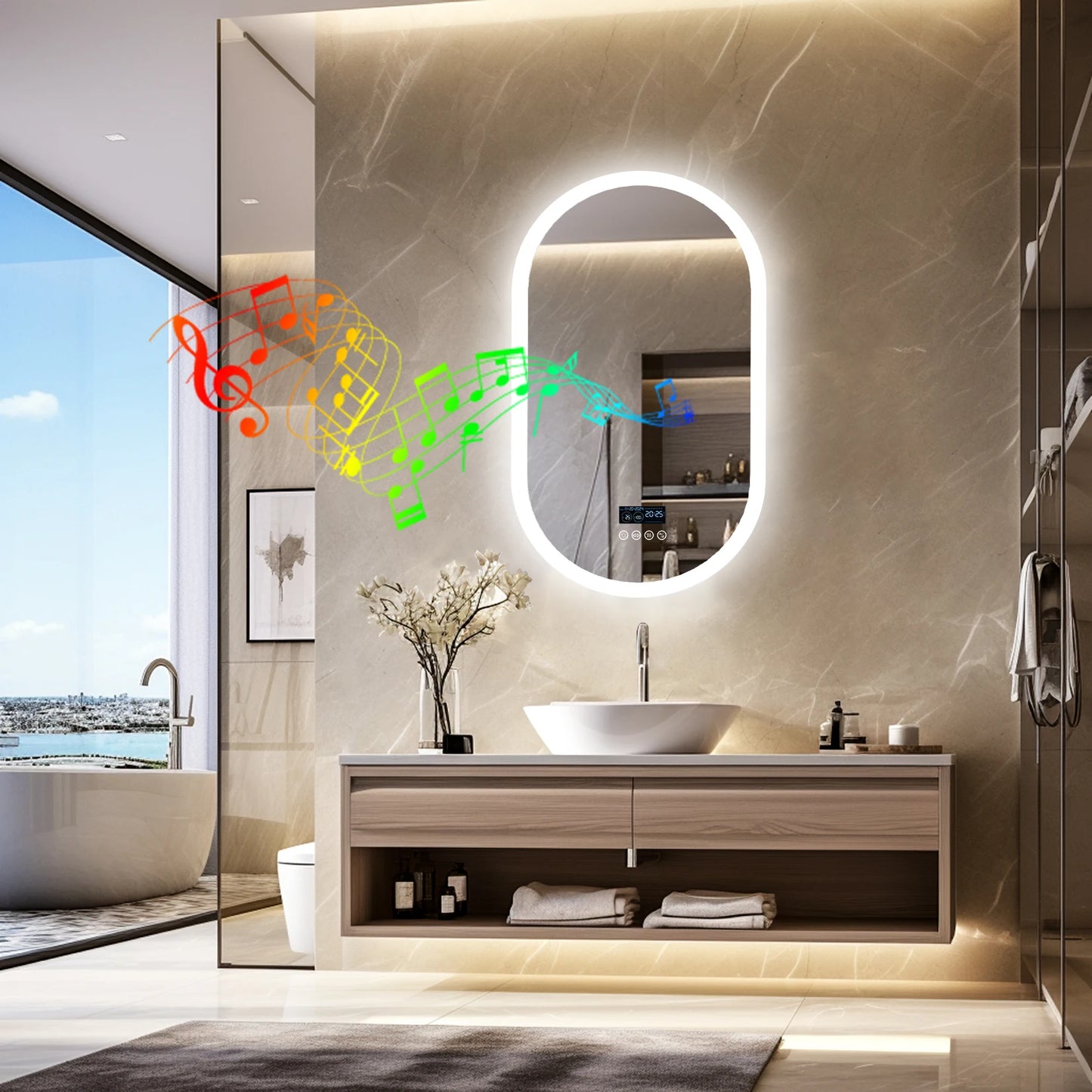 Oval LED Bathroom Mirror with Lights