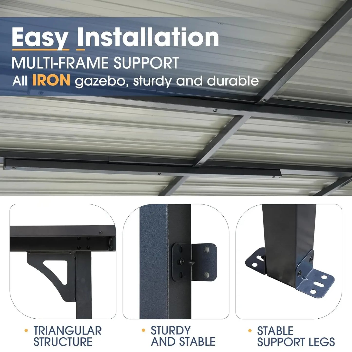 Hard Top Lean to Gazebo Pergola with Roof