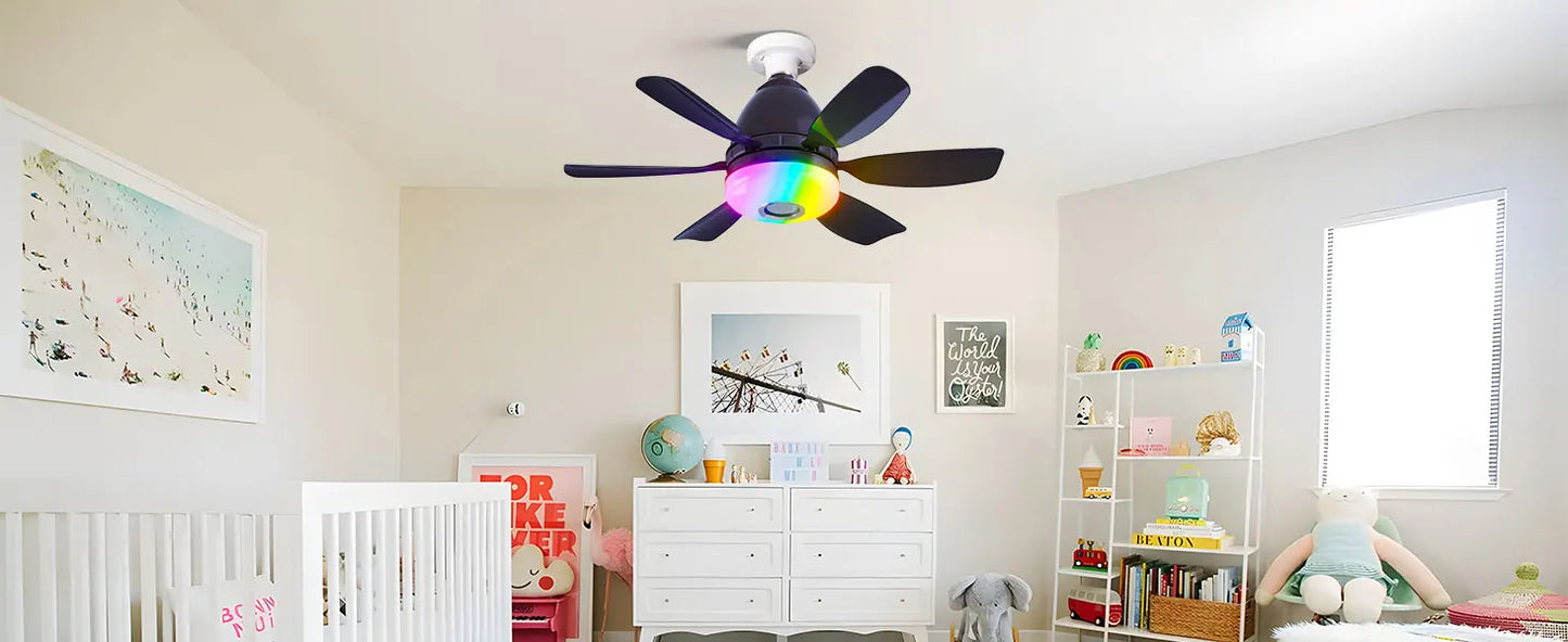 Socket Ceiling Fan RGB Light Bluetooth Speaker with Remote