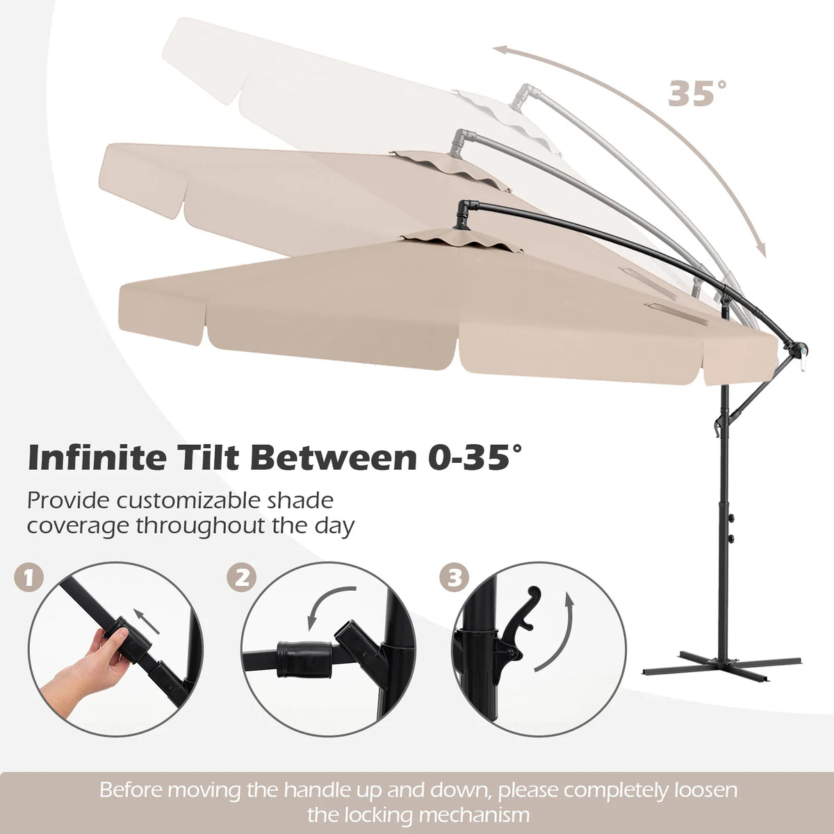 Offset Cantilever Hanging Umbrella with Cover