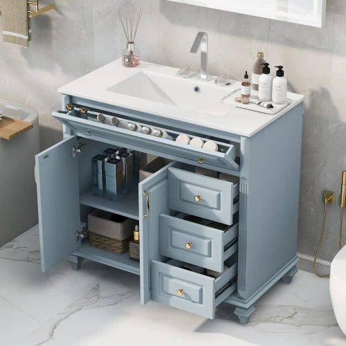 Modern Golden Handle Design Storage Vanity