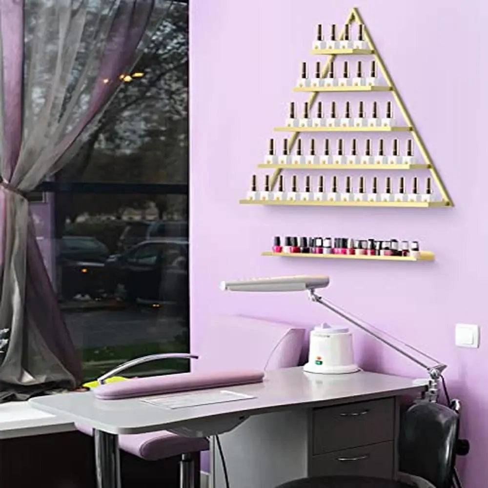 Gold Triangle Nail Polish Storage Organizer Rack
