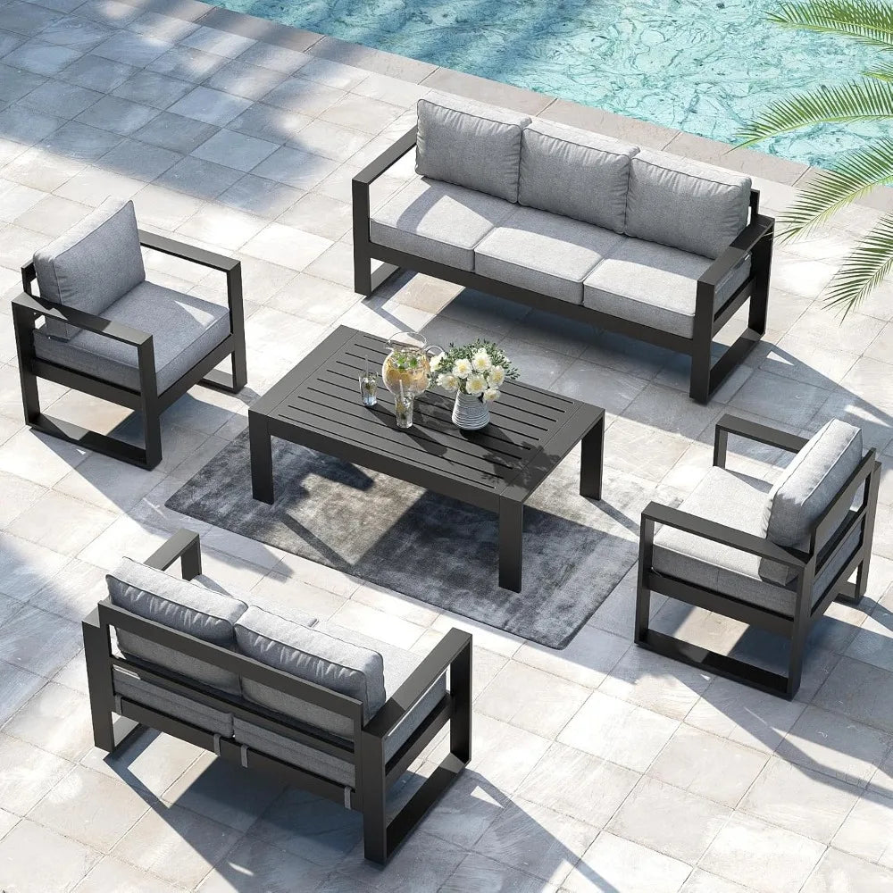 Metal Modern Armchair Set of 2 with Washable Thick Cushions