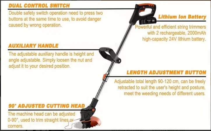Trimmer Batteny Powered For Yard Lawn And Garden