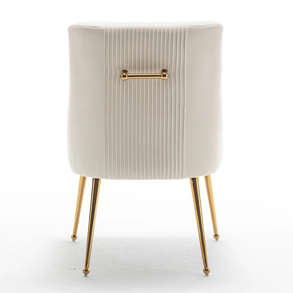 Upholstered Barrel Pleated Side Accent Modern Velvet Dining Chairs Set