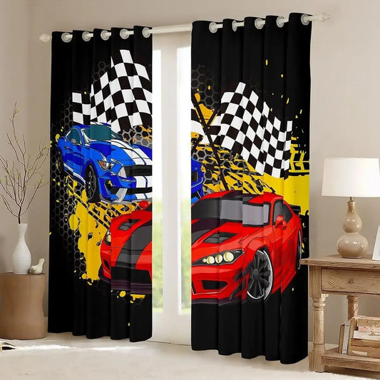 Sports Racing Car Window Curtains