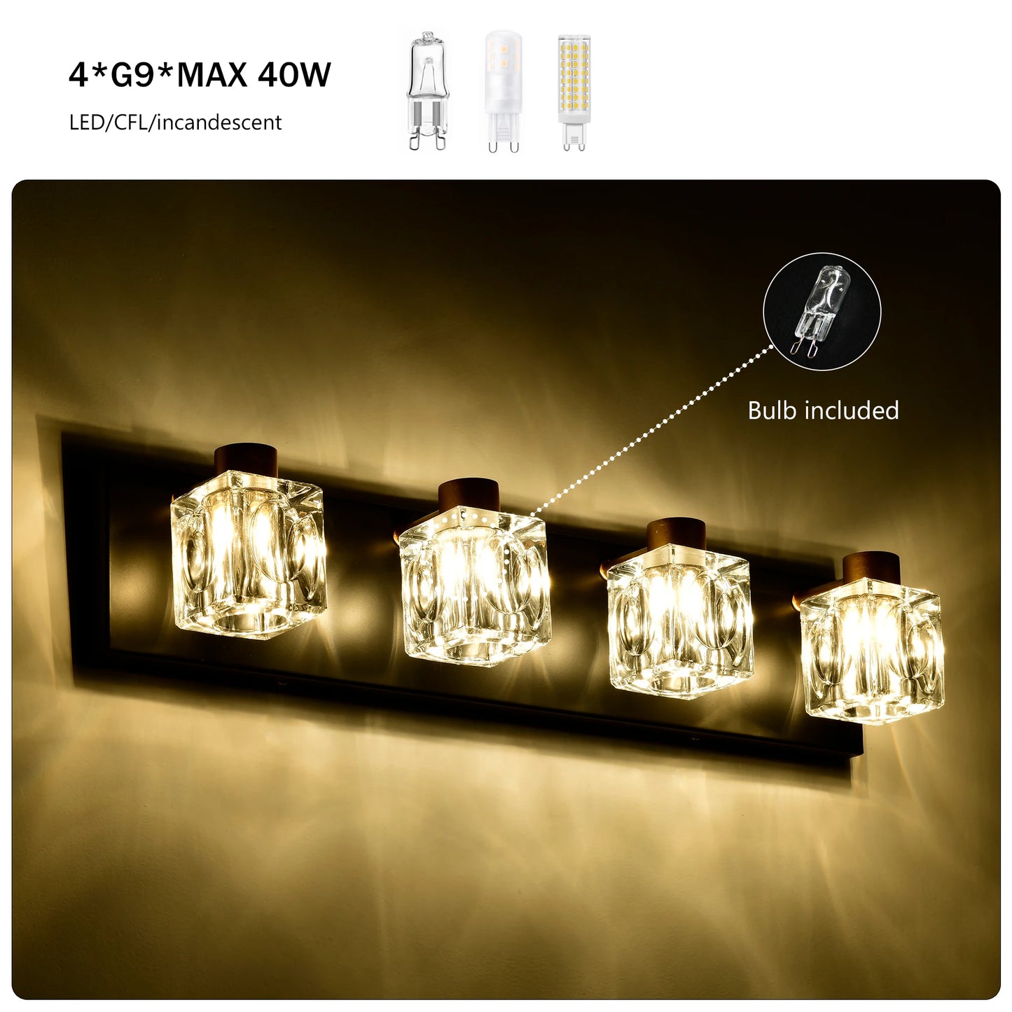 Modern Vanity Lights with Crystal Glass Shade