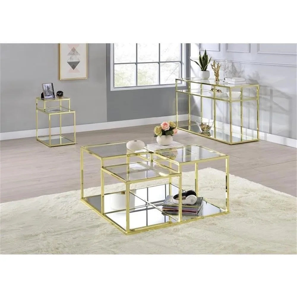 Glass Top Coffee Table with Metal Frame