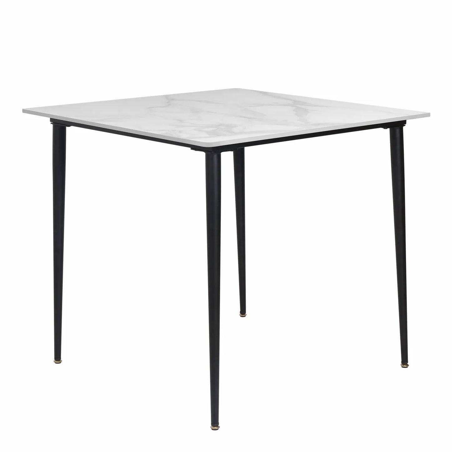 Mid-Century Slate Dining Table with Sintered Stone Top and Metal Legs