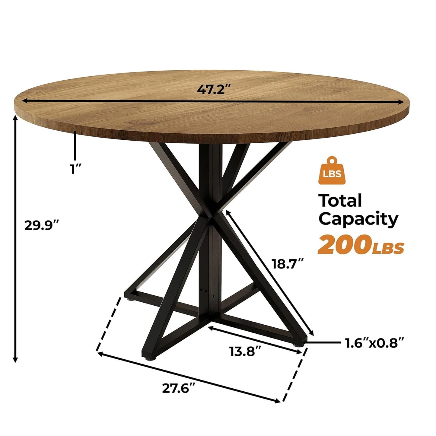 Heavy-Duty Metal Pedestal Dinner Table