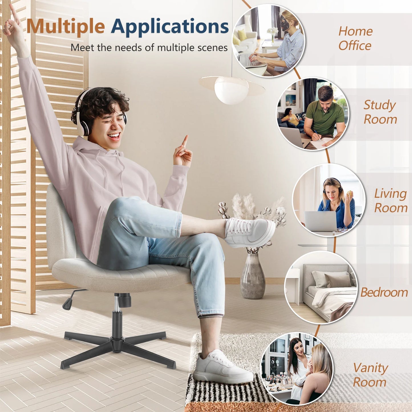 Cross Legged Rocking Chair Armless Wide