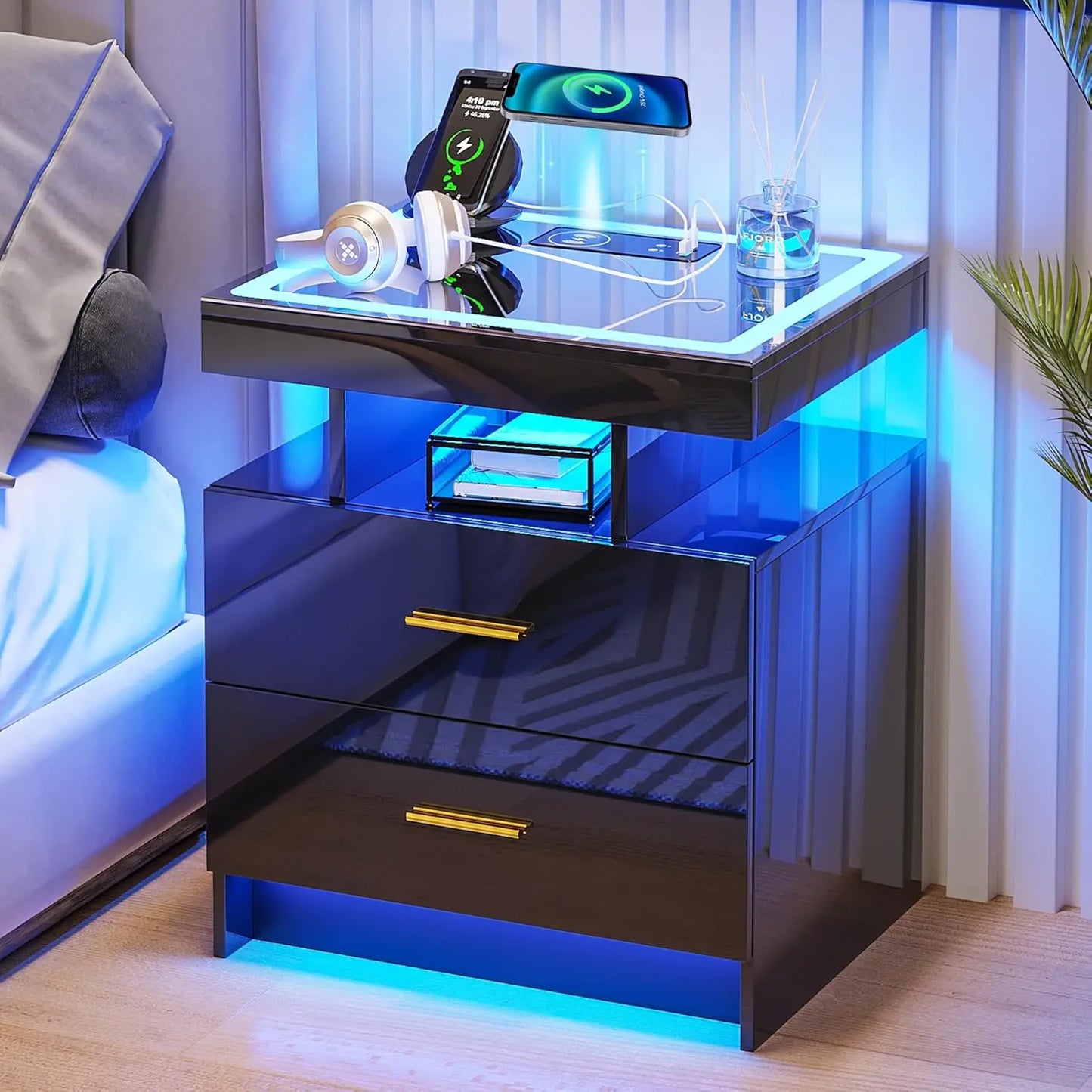 LED High Gloss Nightstand
