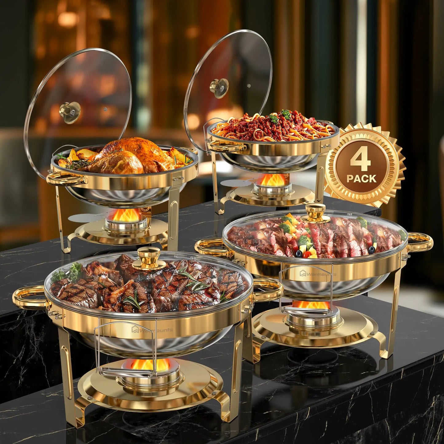 Round Stainless Steel Chafing Dish Set