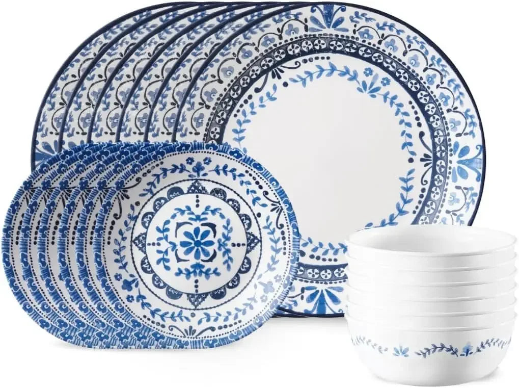 Triple Layer Glass and Chip Resistant Dinnerware Set