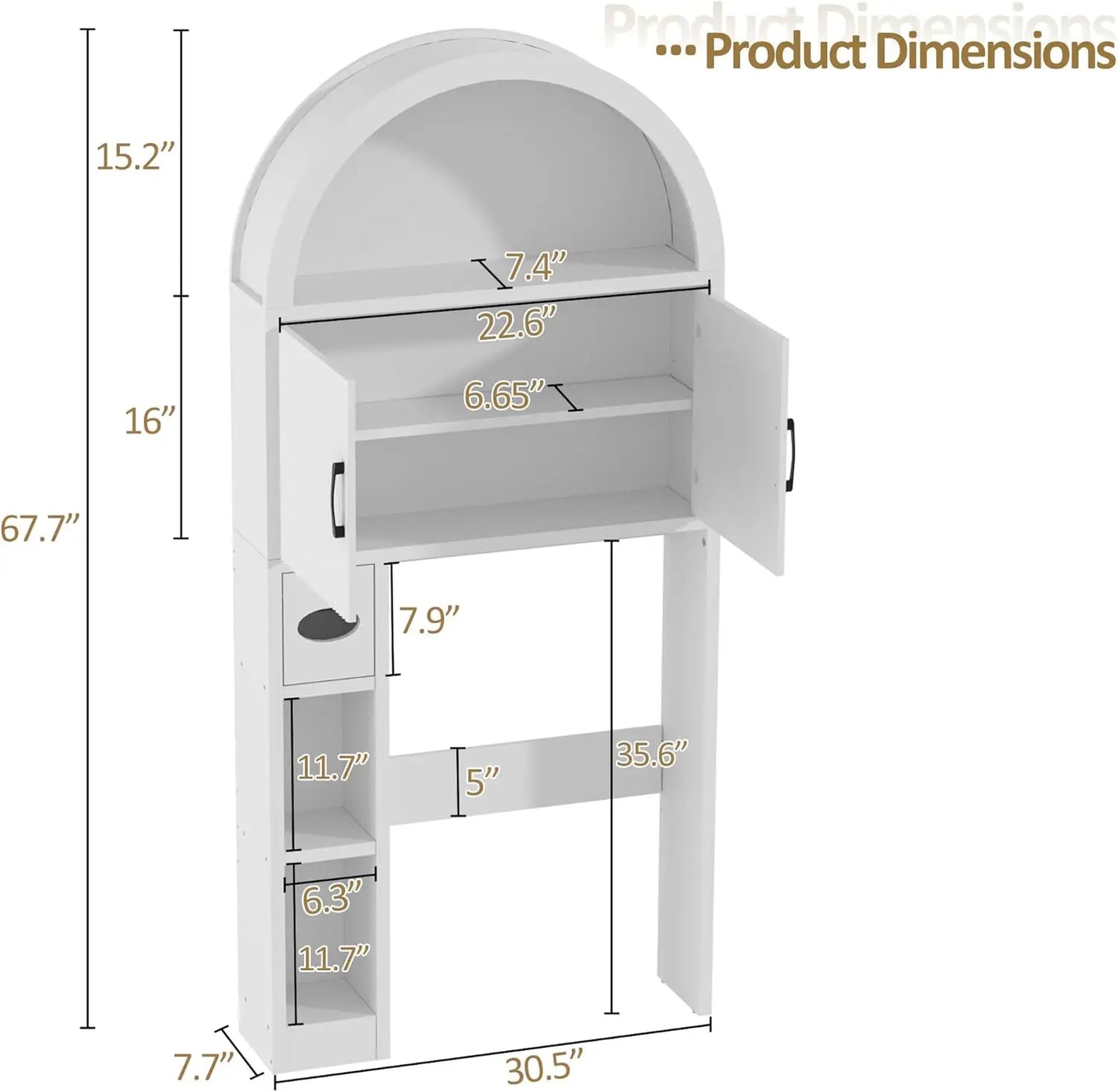 Arched Storage Organizer Cabinet with Anti-Tip Device