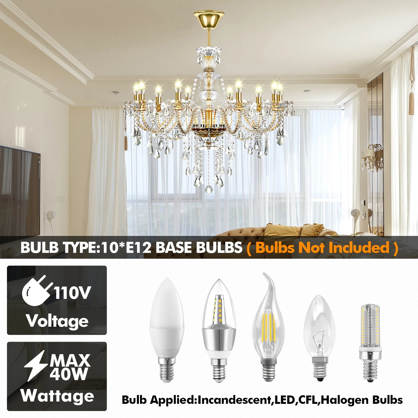 Modern Lighting Crystal Chandelier Adjustable Chain Ceiling Pendant