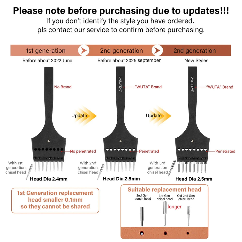 Iron Removable Round Hole Punch Leather Craft Chisel DIY Leather Tools