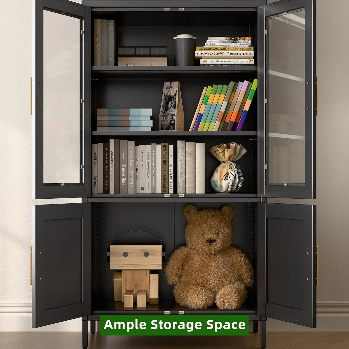 Arched Bookcase Cabinet with Doors/Shelves