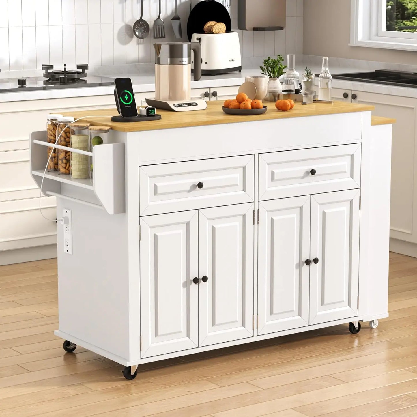 Large Mobile Extendable Dining Table and Power Outlet