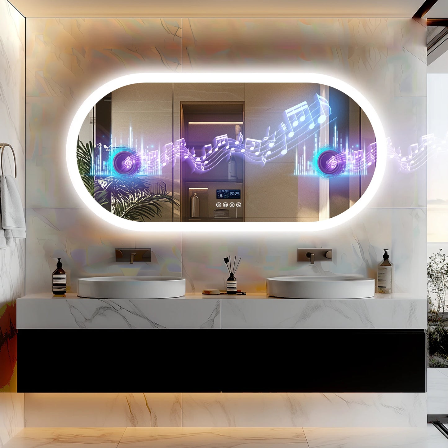 Oval LED Bathroom Mirror with Lights
