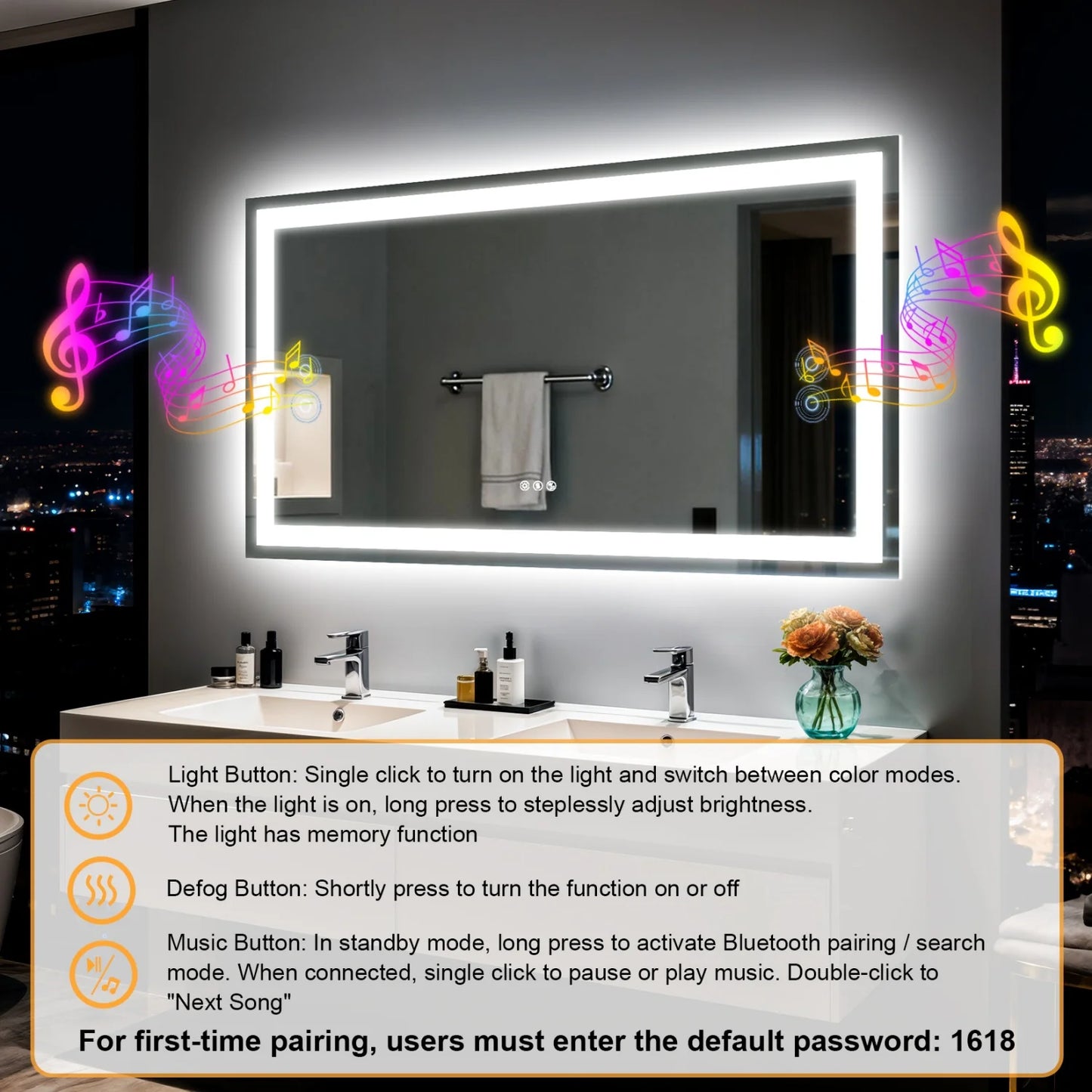 Vanity Makeup Waterproof LED Mirror