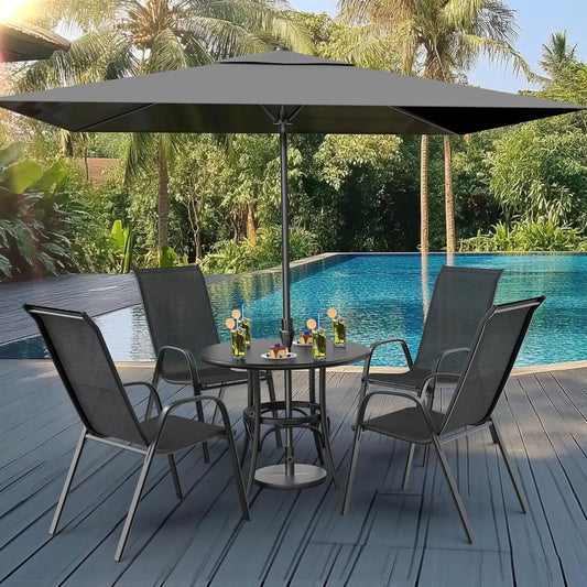 Stackable Outdoor with Comfortable Sling High Back Chairs and Armrests