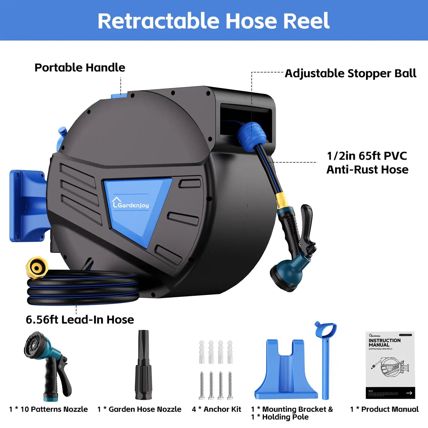 Retractable Garden Hose Reel, Hose Locking Mechanism