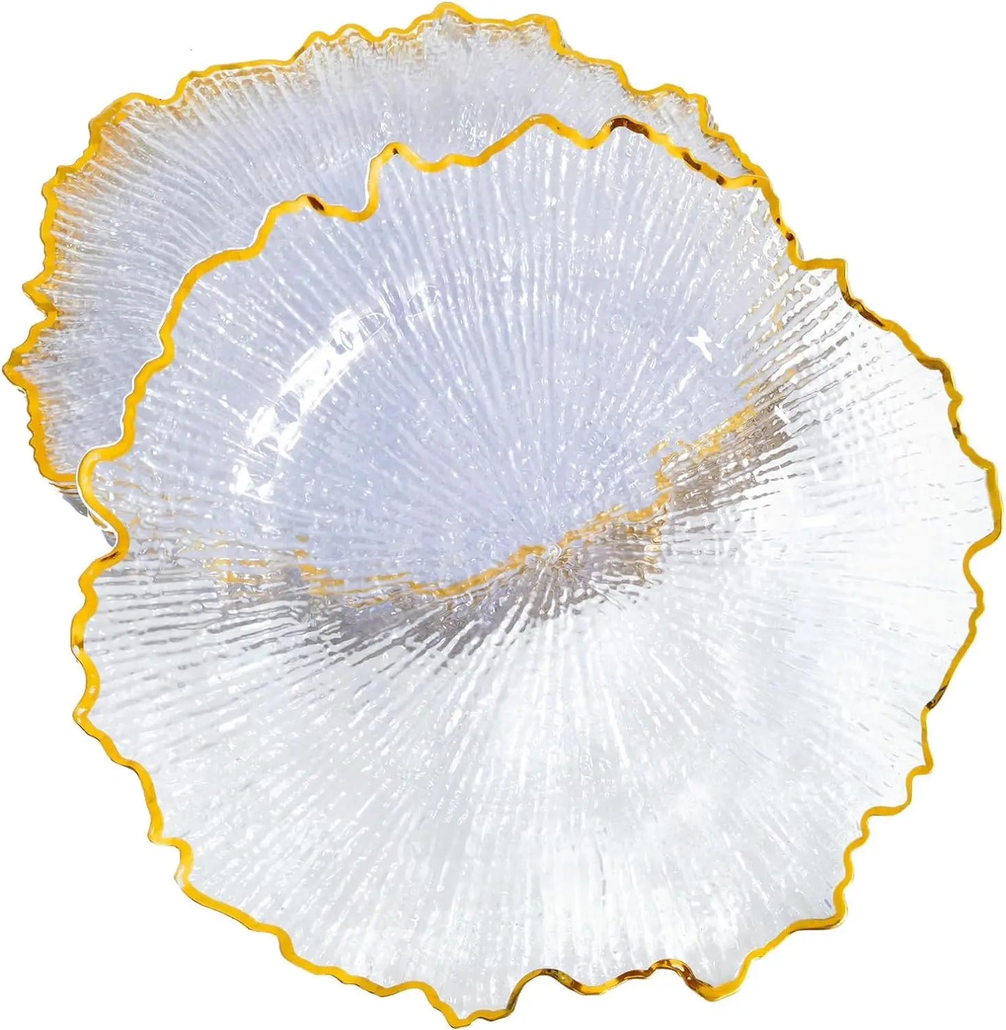 Rim Reef Charger Plates Bulk Clear with Gold Rim Plastic Set